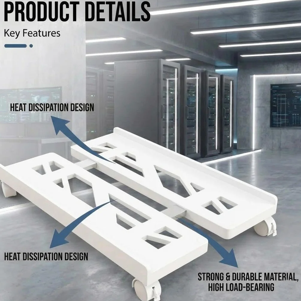 Pc Stand, Mobile Cpu Stand, Supporto Universale Regolabile, Computer Desktop Stand con 4 Ruote, per Gamer, Casa, Ufficio Bianco