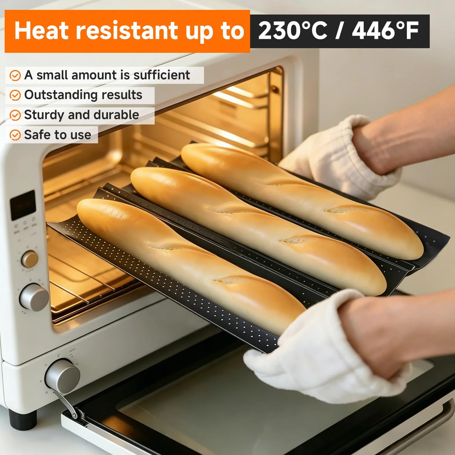 Stampo per Baguette, Teglia Baguette con Rivestimento Antiaderente, Teglia per Pane, Perfetto per Panetterie e Uso Domestico, 38x25 cm, Acciaio al Carbonio