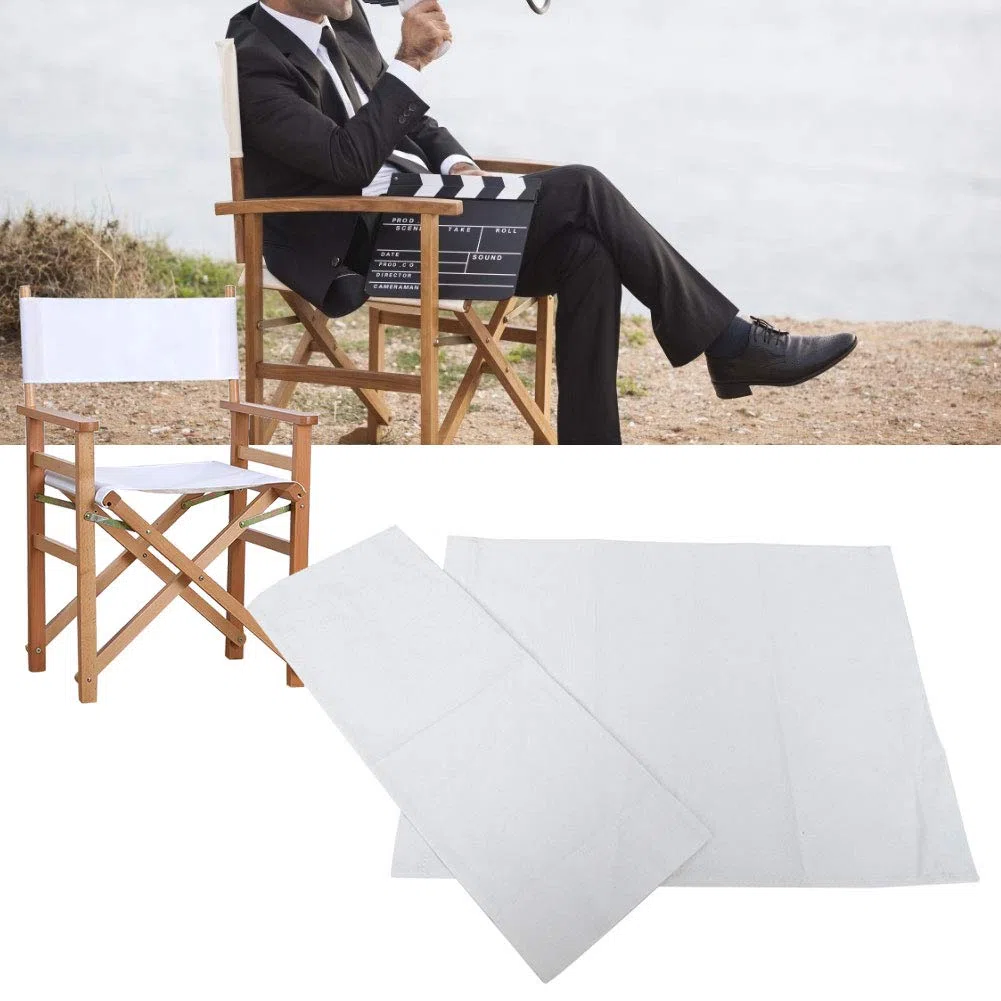 Socobeta - 2 Pezzi di Ricambio per Sedia da Regista In Tela, Non Facile da Indossare 52 Cm X 42 Cm, 52,5 Cm X 19,5 Cm per Uso Quotidiano (bianco, Blu)