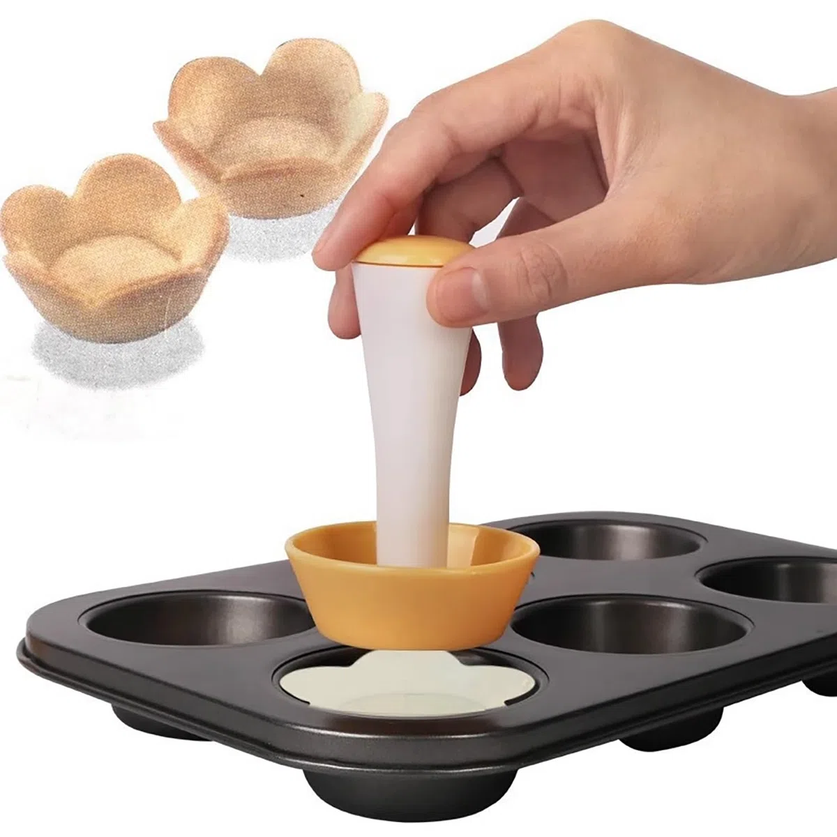 Stampo Furbo Crostata Morbida Tartellette Manomissioni Pancake Torta - 4 Set, Arancione, Pancakes Spingi Torta, Strumenti la Panificazione Diy, per Impasto a Mano Muffin