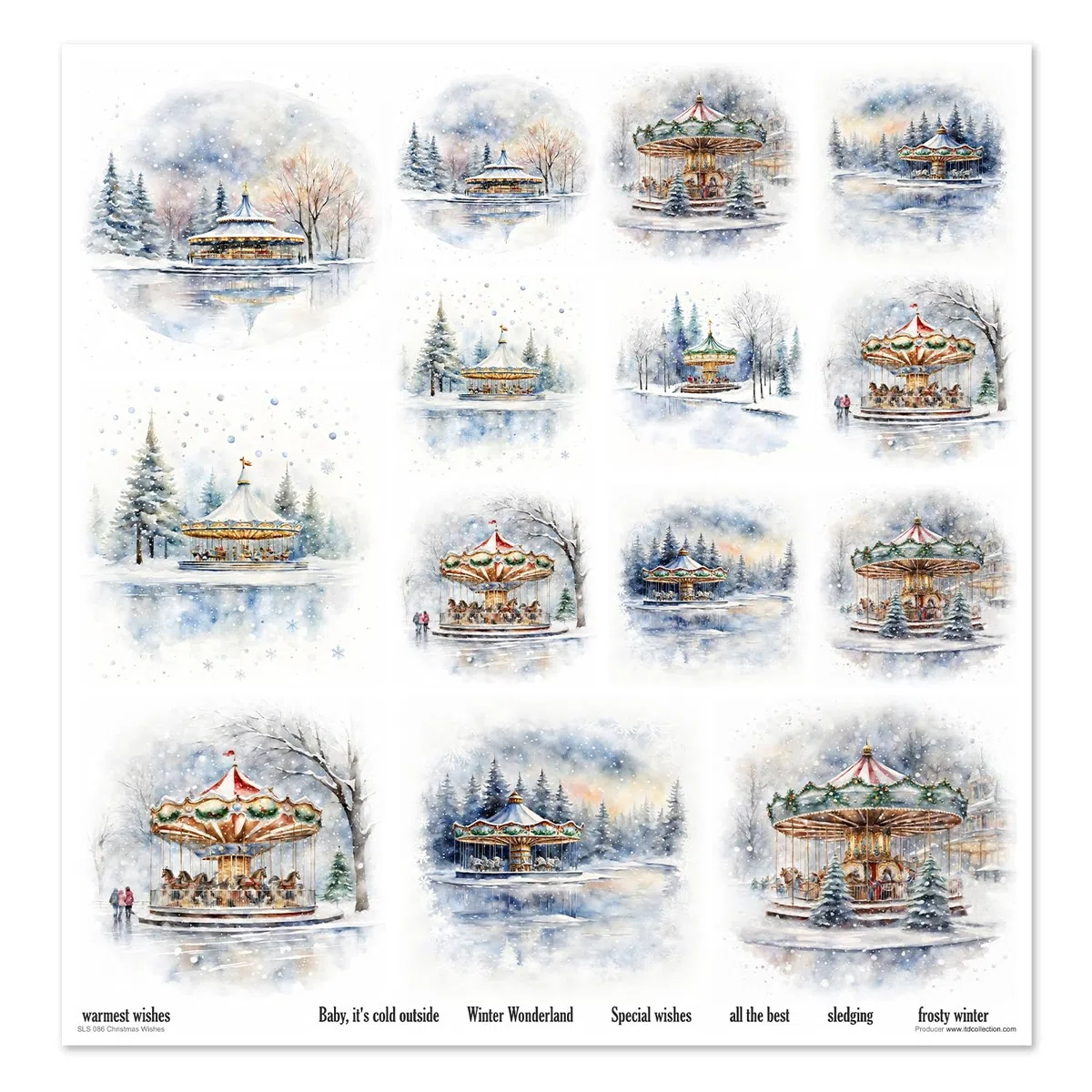 ITD Collection - Carta Scrapbook – Set di scrapbooking – Carta decorativa per fai da te – 310 x 310 mm – 10 fogli + 1 – Christmas Wishes – SLS-086