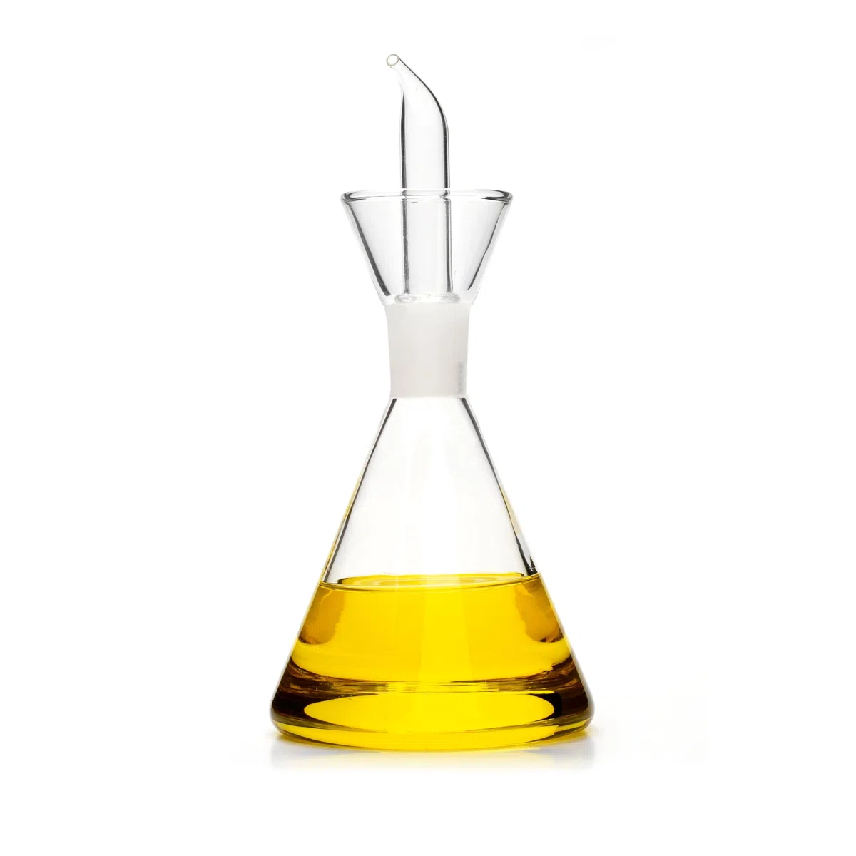 Classe Italy – Oliera salvagoccia conica 250 ml in vetro borosilicato, ideale per olio EVO o aceto, tappo brevettato, senza BPA, piombo e cadmio
