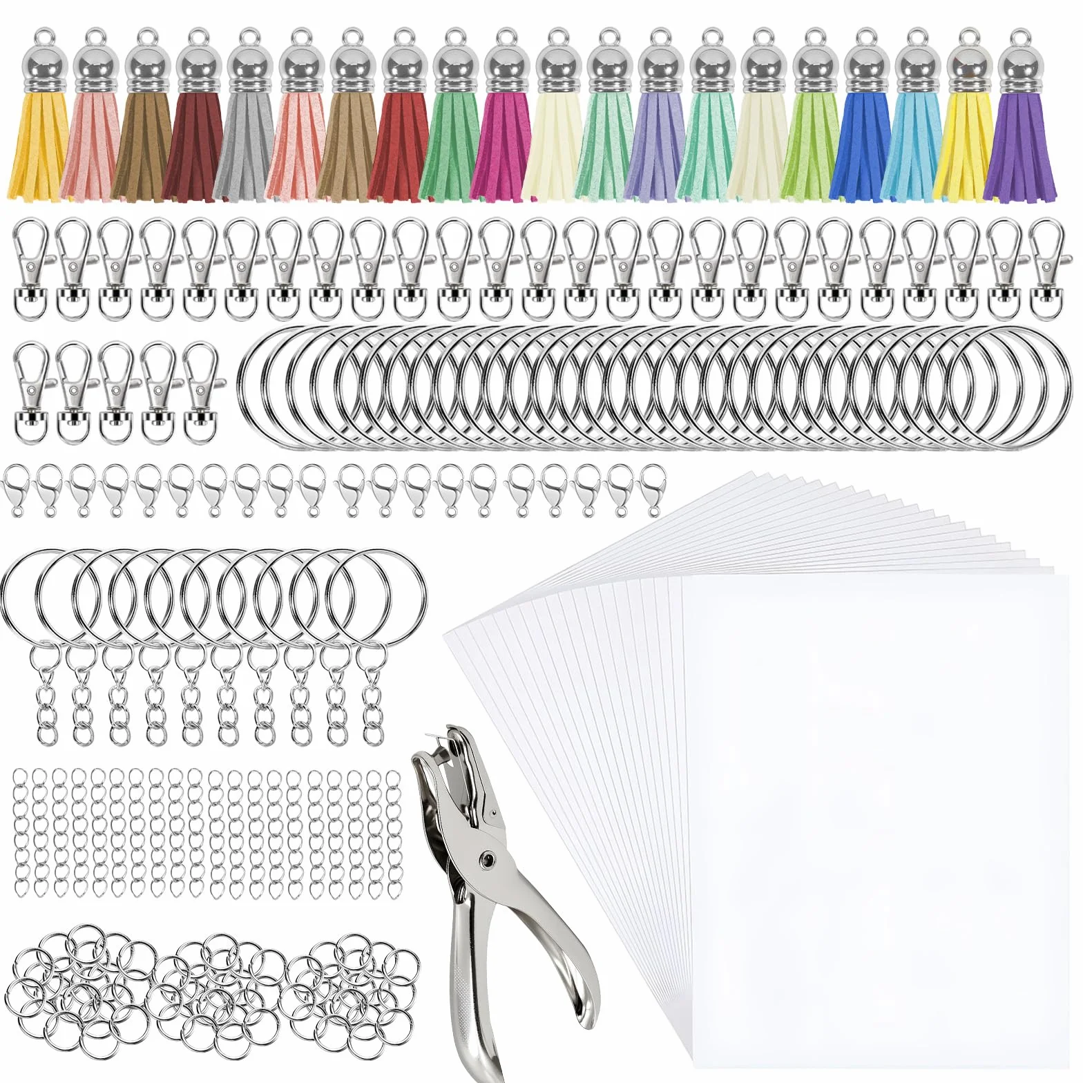 Set di 251 Pezzi Kit Plastica Termorestringente con Fogli Termoretraibili A5, DIY Kit per Artigianato, Portachiavi Fai Da Te e Pendenti di Plastica Termoretraibile