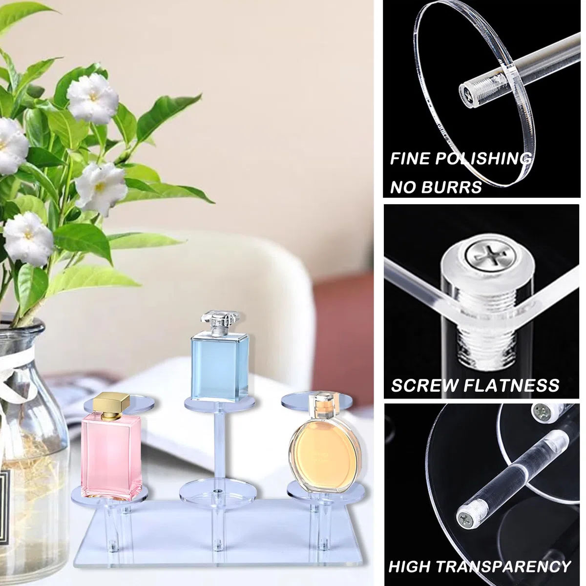 Espositore in Acrilico Trasparente, Espositore Profumi Riser in Acrilico Scaffale per Profumi con Alzata a Gradini per Collezionismo Cosmetici e Artigianato Cupcake Dessert, 1 Pezzi