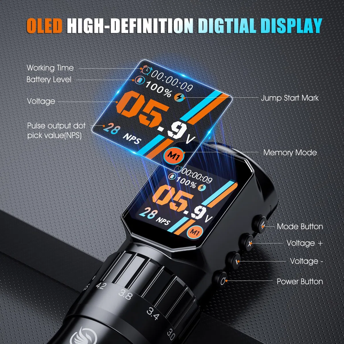 Kit Macchina Senza Fili con con 2 Batteria da 2200 mAh 7 Corse 2.3-4.5mm, Wireless Rotative Macchine con 20 aghi 10 Bottiglie di Inchiostro per principianti e artista LIUMATE