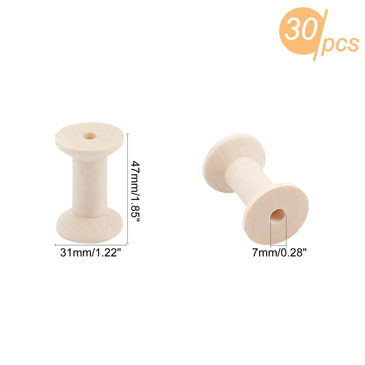 PH PandaHall 30pz Bobina Vuota Legno Bobina Vuota per Corda, Bobine di Filo Vuote Bobine di Legno Artigianali per Filo da Ricamo Macchine da Cucire Cucito Artigianato, 47x31mm