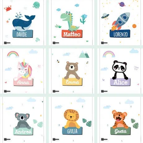Stellasticker - Adesivo porta cameretta personalizzato con nome – decorazione da porta per bambini – facile da applicare e si rimuovere senza residui – ideale per maschietti e femminucce (Koala)