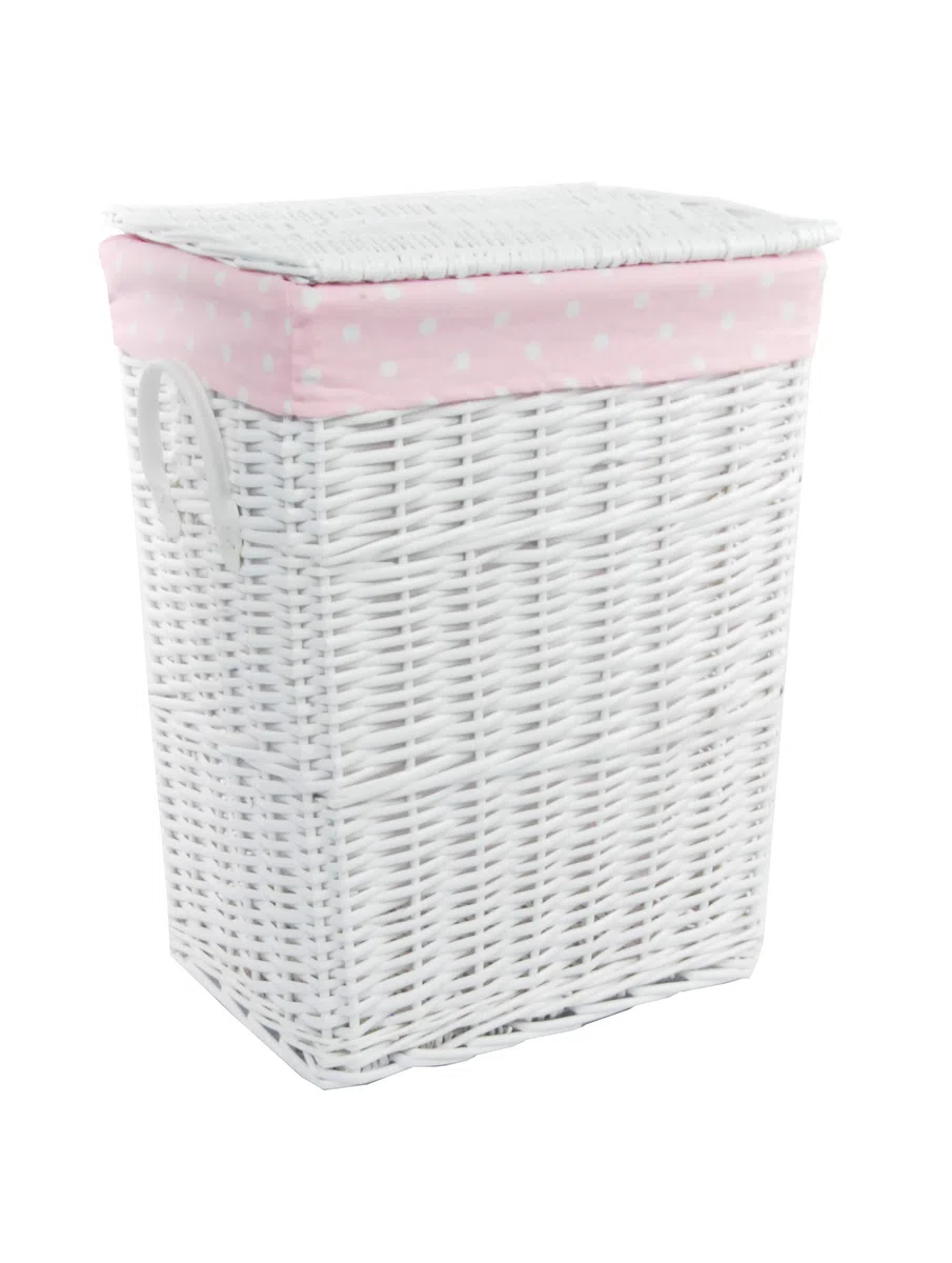 VWWK-22WRt-b - Cesto portabiancheria in vimini, rettangolare, con coperchio, 40 x 30 x 55 cm, colore: Bianco