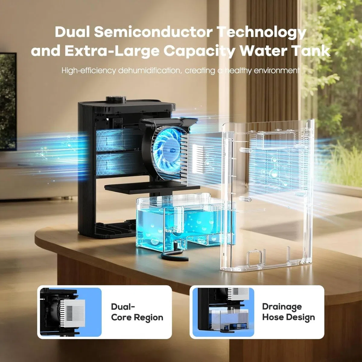 Deumidificatore Casa Elettrico, Deumidificatore Elettrico, Anti Muffa, Capacità del Serbatoio da 2500 ml, Ultra Silenzioso, Deumidificatores Portatile per Camera da Letto, Bagno, Armadio