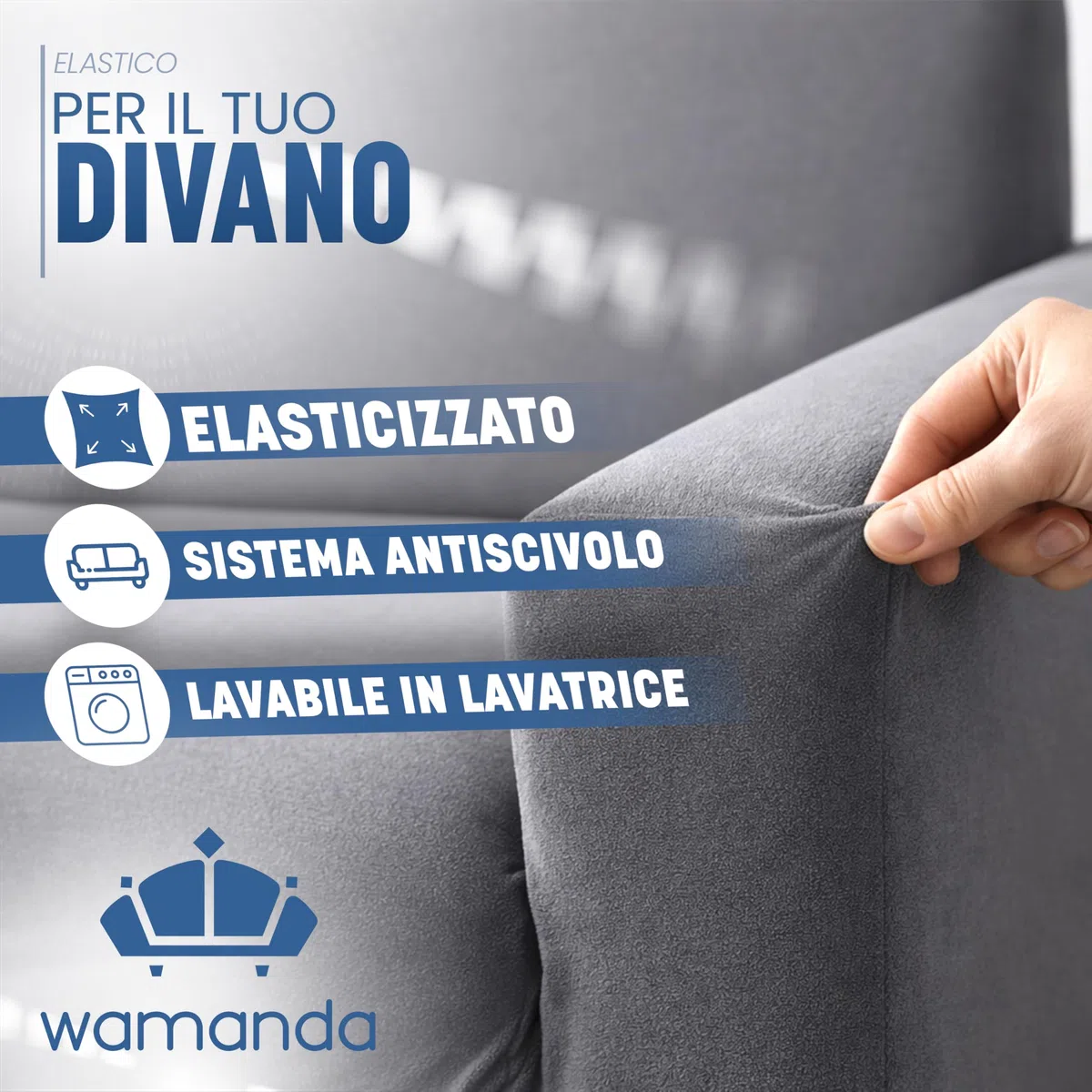 Copridivano 3 Posti con Braccioli Universale, Telo in Poliestere Copri Divano Antimacchia e Anti Peli Lavabile in Lavatrice, Proteggi Divano Morbido e Resistente per Casa con Bambini e Animali