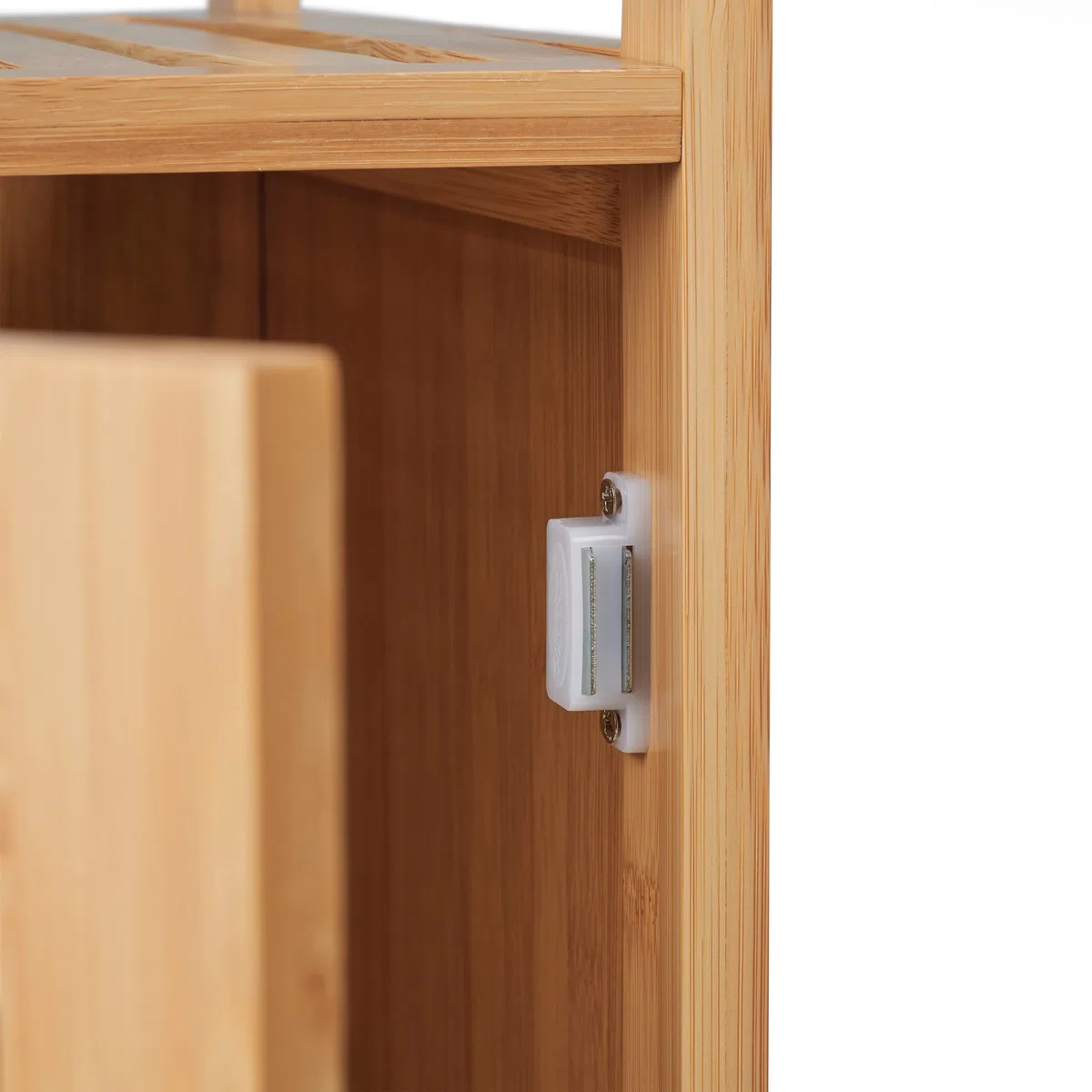 Relaxdays Mobile per Il Bagno, in bambù, 2 Ripiani Aperti, Salvaspazio, 2 Scomparti Chiusi, HxLxP: 87x36,5x33 cm, Natura