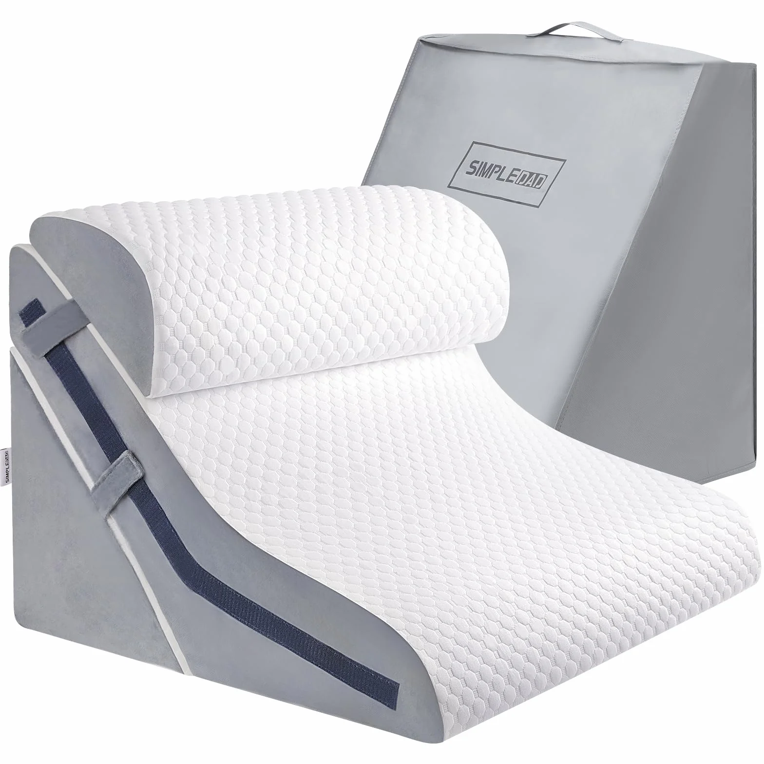 Simpledad Cuscino a cuneo per dormire, set di cuscini ortopedici a cuneo per letto, cuscino a cuneo in memory foam regolabile 15-in-1 post-intervento, cuscini a cuneo inclinabili 3-in-1 per il mal di