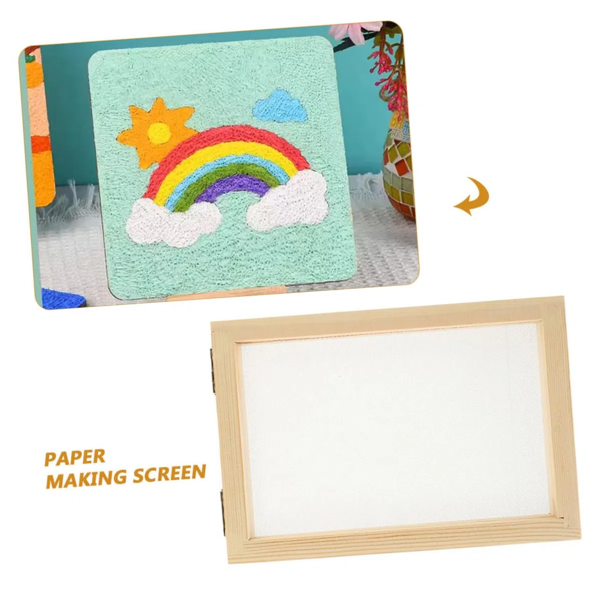 VILLCASE 10 Pezzi Cornice in Legno per Creazione Carta Fatta Mano Kit Fai da Te per Telaio Artigianale in Legno Naturale Resistente e Facile da per Attività Educative Famiglia