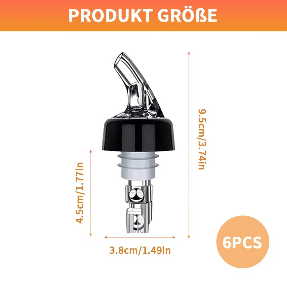6 Pezzi Versatore automatico misurato per bottiglie：Versatori per Bottiglie da 4 cl, Beccucci da Che Non Perdono dosatore Liquor Pourer Trasparente, per Bar liquore, Vino, Olio, Cocktail, Succo