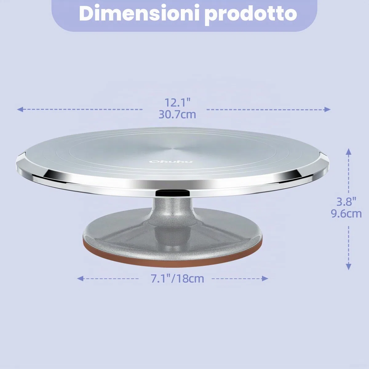 Ohuhu Piatto Girevole per Torte, 12 Pollici Decorazioni Torte Pasticceria in Alluminio, Vassoio per Torte Girevole