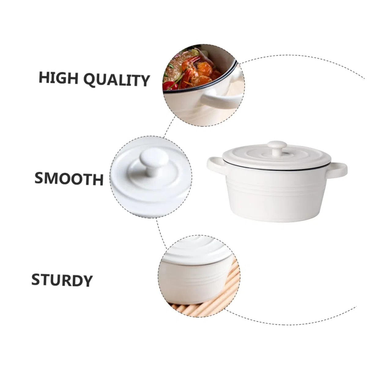 KICHOUSE 1pezzi Ciotola Per Zuppa Con Due Manici e Coperchio Resistente Al Calore e Robusta Per Cucinare Servire Yogurt Preparare Budini e Torte Facile Da Pulire e Trasportare