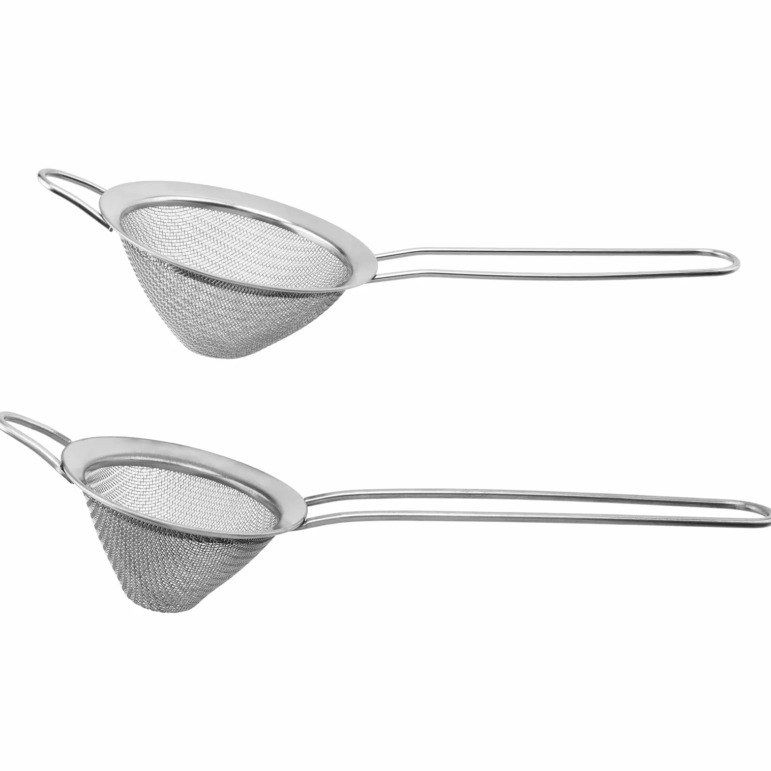 2 colino da cocktail a forma di cono, in acciaio inox, per cocktail, 7 cm e 8,5 cm, per bar, in acciaio inox, per cocktail, bevande da tè, pasta