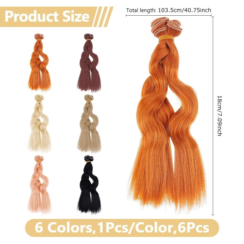 DICOSMETIC 6 pezzi parrucca di bambola 6 colori capelli di bambola 18cm capelli di bambola corti e dritti capelli di bambola di plastica kit di fabbricazione di bambole sostituzione di capelli falsi