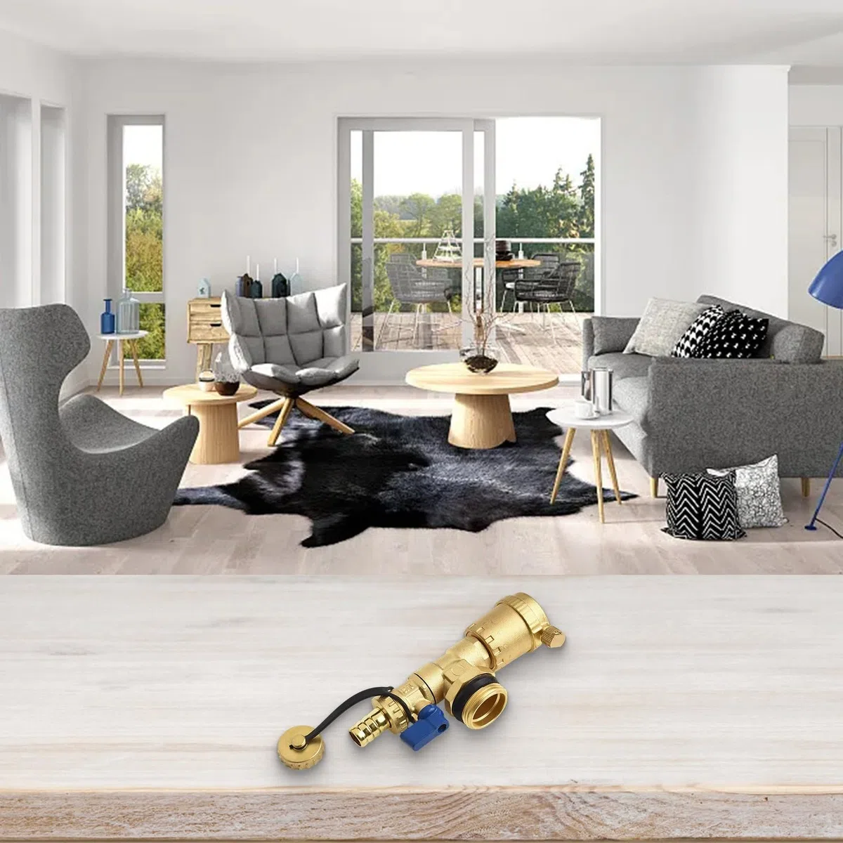 Besttoolifes Unità terminale collettore per riscaldamento a pavimento con sfiato automatico e valvola di scarico integrata, struttura in ottone massiccio, compatibile con 1", 1/(1/2")