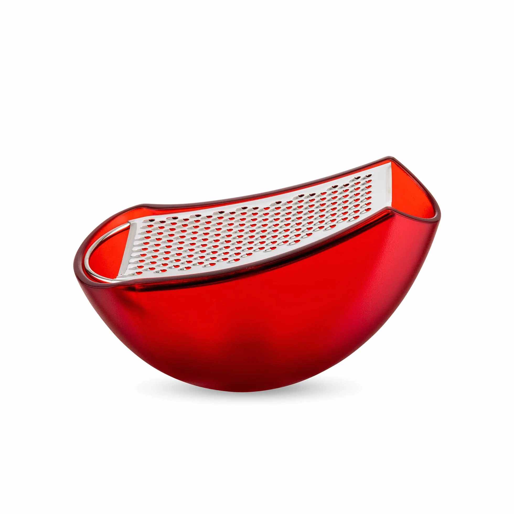 Alessi AARU01 R Parmenide Grattugia con Raccoglitore in Resina Termoplastica, Rosso e Acciaio Lucido