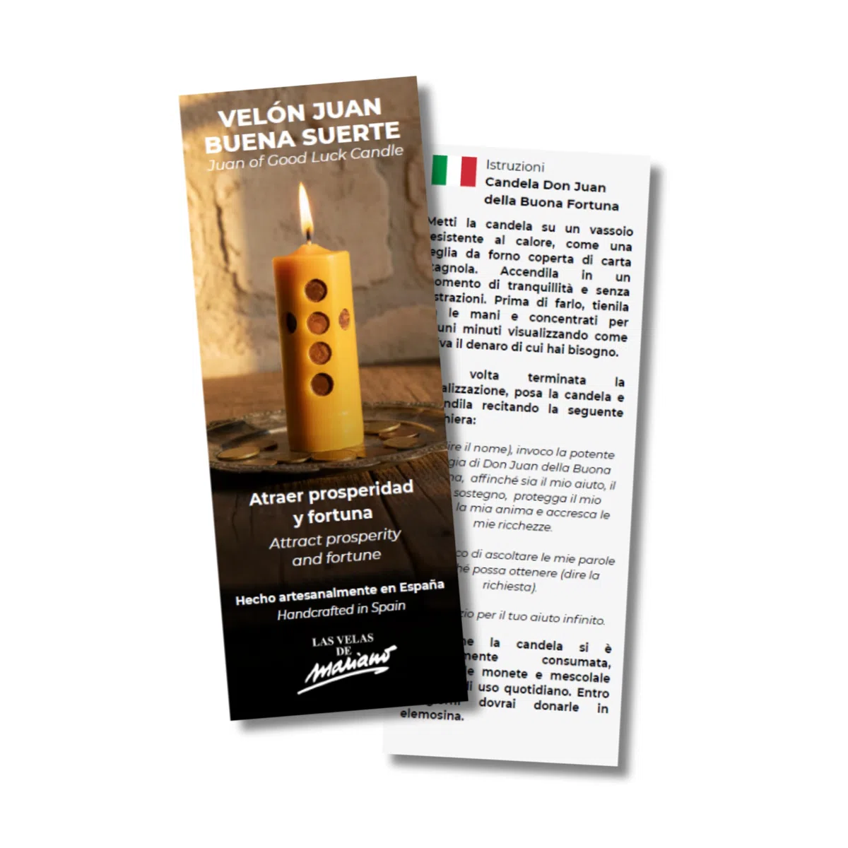 Velon preparato Juan de la Buona Fortuna, Rituale con Candela Gialla per Attrarre Fortuna, Soldi e Successo | Giochi d'azzardo e Affari | Fatto a Mano con Erbe | Include istruzioni e preghiera