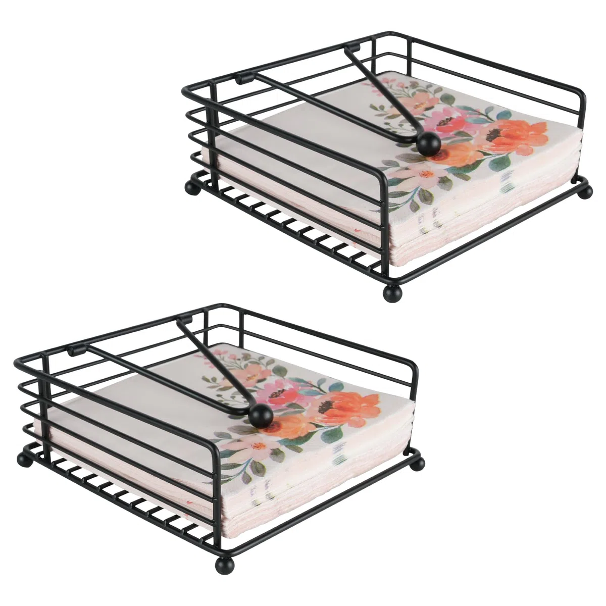 RETON 2 pezzi portatovaglioli da tavola, porta tovaglioli da tavolo in metallo con barra ponderata, porta tovaglioli cucina, portatovaglioli bar, per casa, ristoranti, caffè, matrimoni(nero)