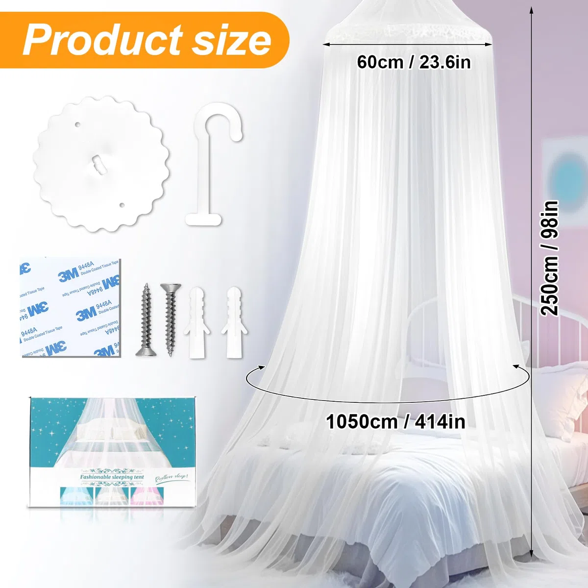 Grande Zanzariera Letto,Zanzariera Letto Singolo Matrimoniale,Alta Qualità Baldacchino,0.6x2.5x10.5M Baldacchino per Repellente Antizannzare,Campeggio e Famiglia Usati