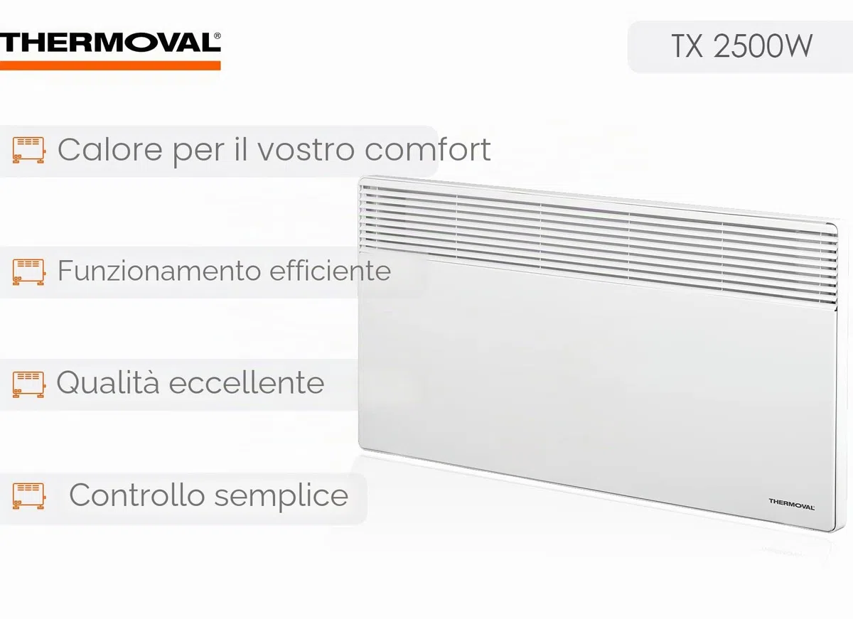 Termoconvettore da parete elettrico, 2500 W