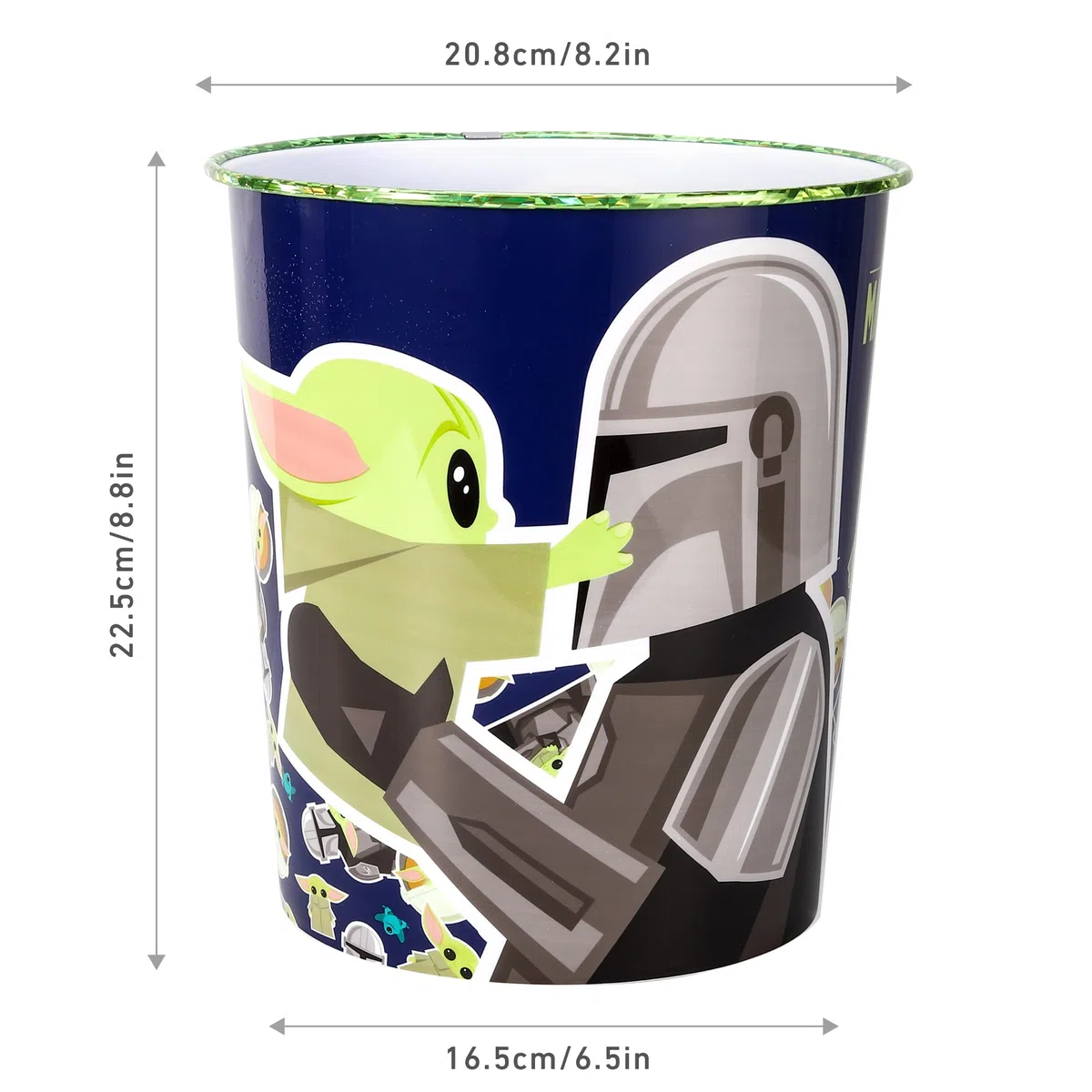 Star Wars Mandalorian - Cestino per rifiuti per bambini, per camera da letto, studio, scrivania, pattumiera