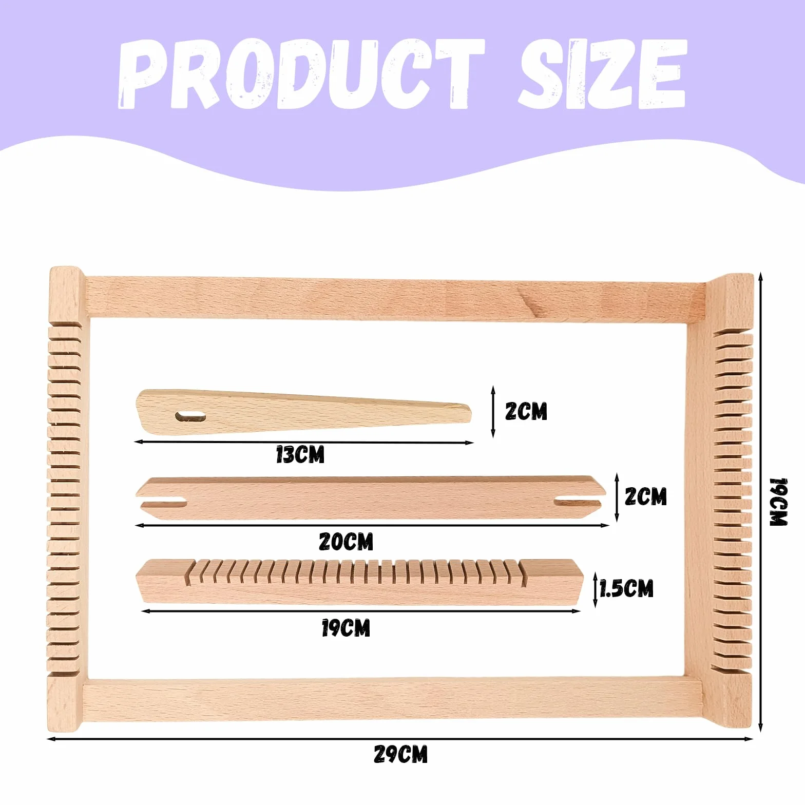 SINRAD Telaio Per Bambino,Telaio in legno per Tessitura, Compatto small foot in legno,Navetta e Lana Filata per Principianti e Bambini - Dimensioni 29 x 19 cm