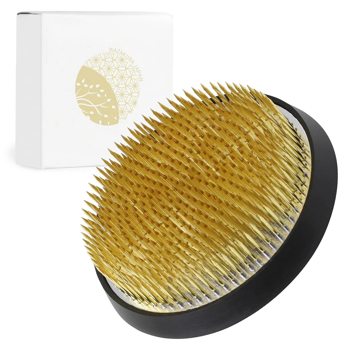Wazakura Kenzan Denso per Ikebana in Ottone (80mm) per Composizioni Floreali, Realizzato in Giappone, Strumento Giapponese per Arrangiamenti Floreali, Portafiori a Spilli - Kenzan Denso in Ottone 80mm