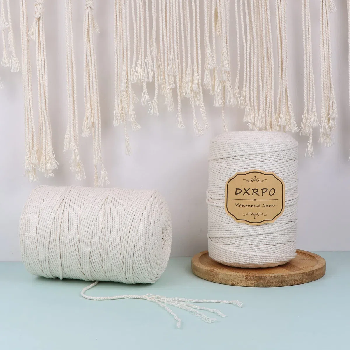 Macrame Corda 3 mm x 300 m, Filo Naturale, per Appendiabiti per Fiori, DIY Knitting Craft, Home Decor Camera da Letto e Decorazioni Nuziali (Beige)