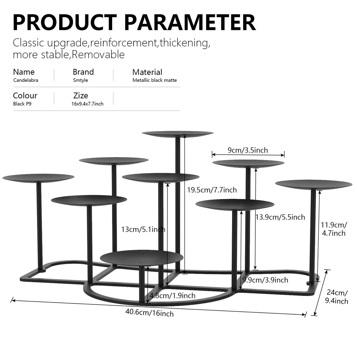 smtyle Candelabri da camino senza fiamma o cera per caminetto fai da te 9 con decorazione in ferro nero su scrivania/pavimento