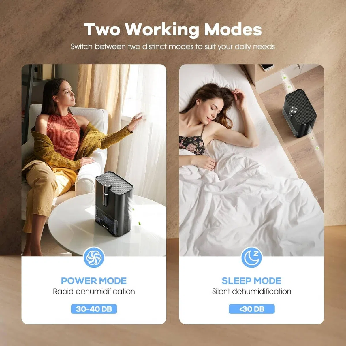 Deumidificatore Casa Elettrico, Deumidificatore Elettrico, Anti Muffa, Capacità del Serbatoio da 2500 ml, Ultra Silenzioso, Deumidificatores Portatile per Camera da Letto, Bagno, Armadio
