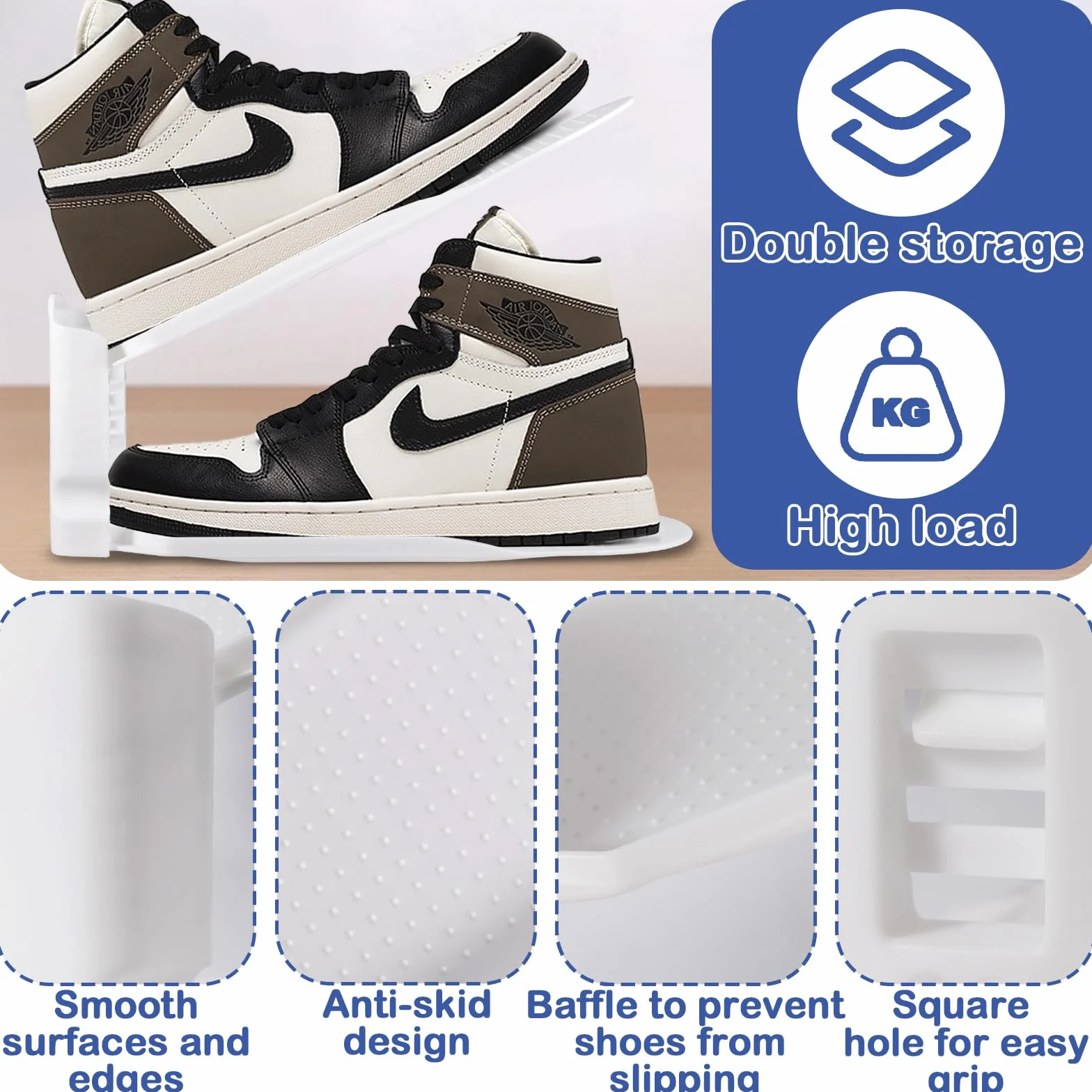 Portascarpe,Organizer Scarpe,Salvaspazio Regolabili da Scarpiera, Portascarpe Regolaili in Plastica Durevole 10 Pezzi,