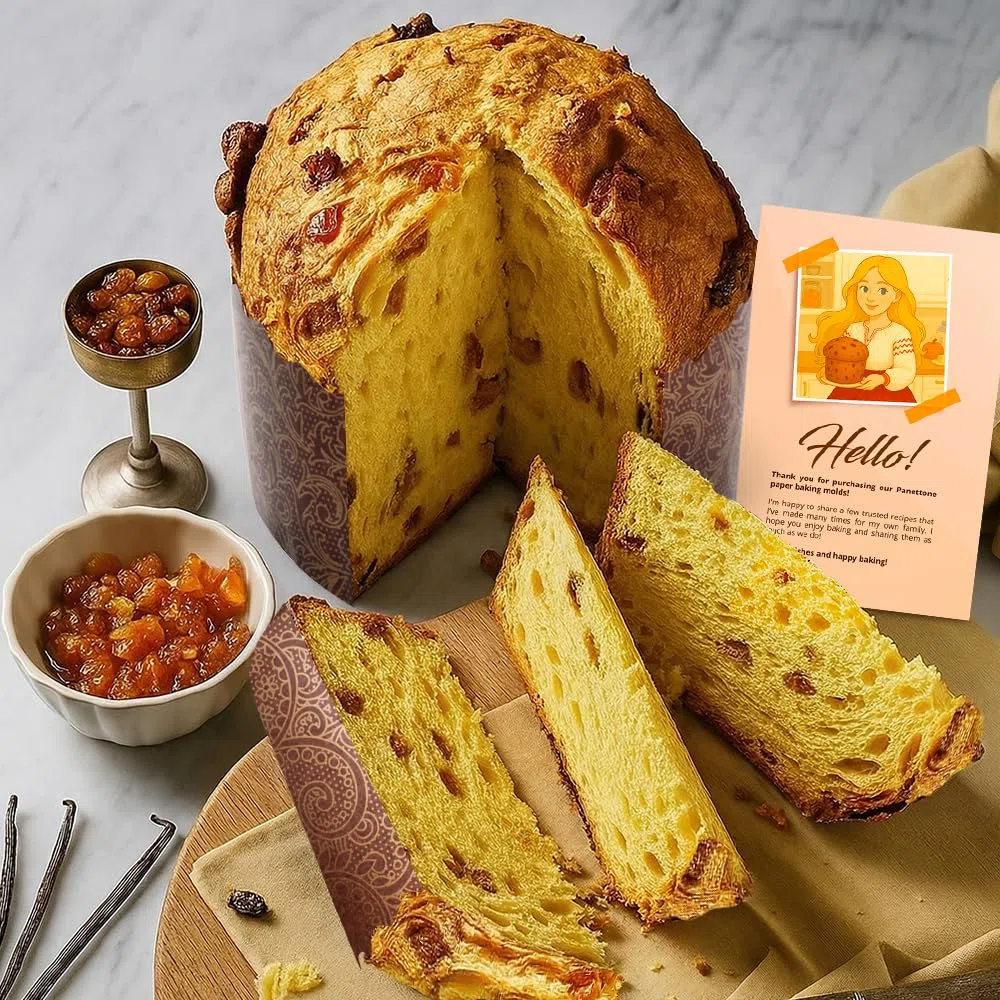 Stampo per carta per pane pasquale da 12 once Kulich,12 pezzi,Stampo per pane paska,Stampi per panettoni in carta italiana antiaderente per panettone,Design marrone W 4.33xH 3.35 pollici