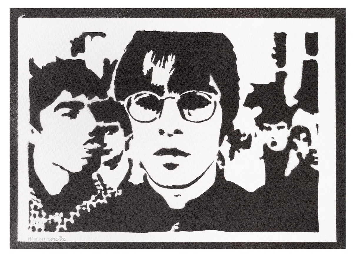 Autentici Graffiti Fatti a Mano Oasis Handmade Poster Musica Liam e Noel Quadro Moderno Soggiorno Decorazione Parete Regalo Uomo e Donna