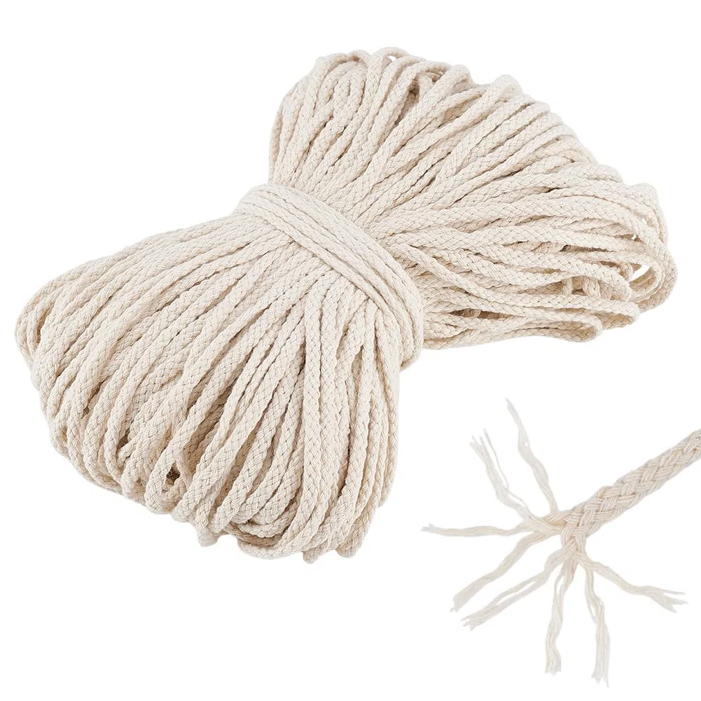 PH PandaHall 100m Corda di Cotone Macramè 5mm Filo di Cotone per Uncinetto, Cordoncino per Macramè Beige Naturale per Lavori Artigianali Arazzi Cucito Cuscini Maglieria Decorazioni