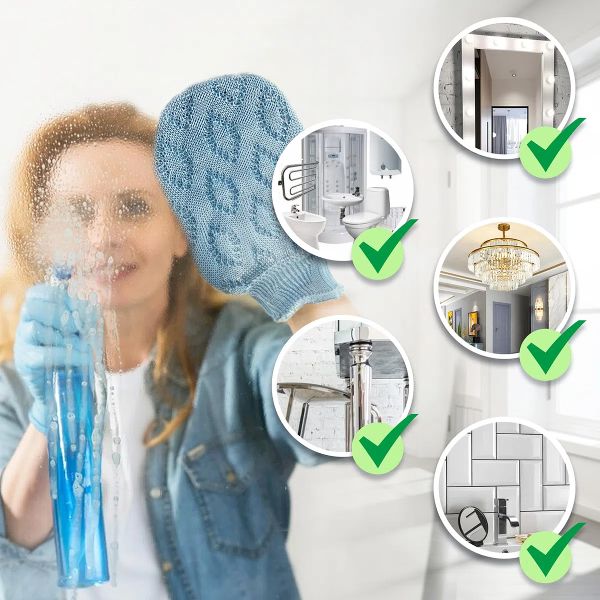 MONTERAL Guanto per la Pulizia del Bagno Cabina Doccia Sanitari Specchio - Realizzato al 100% in Viscosa - PRODOTTO IN ITALIA