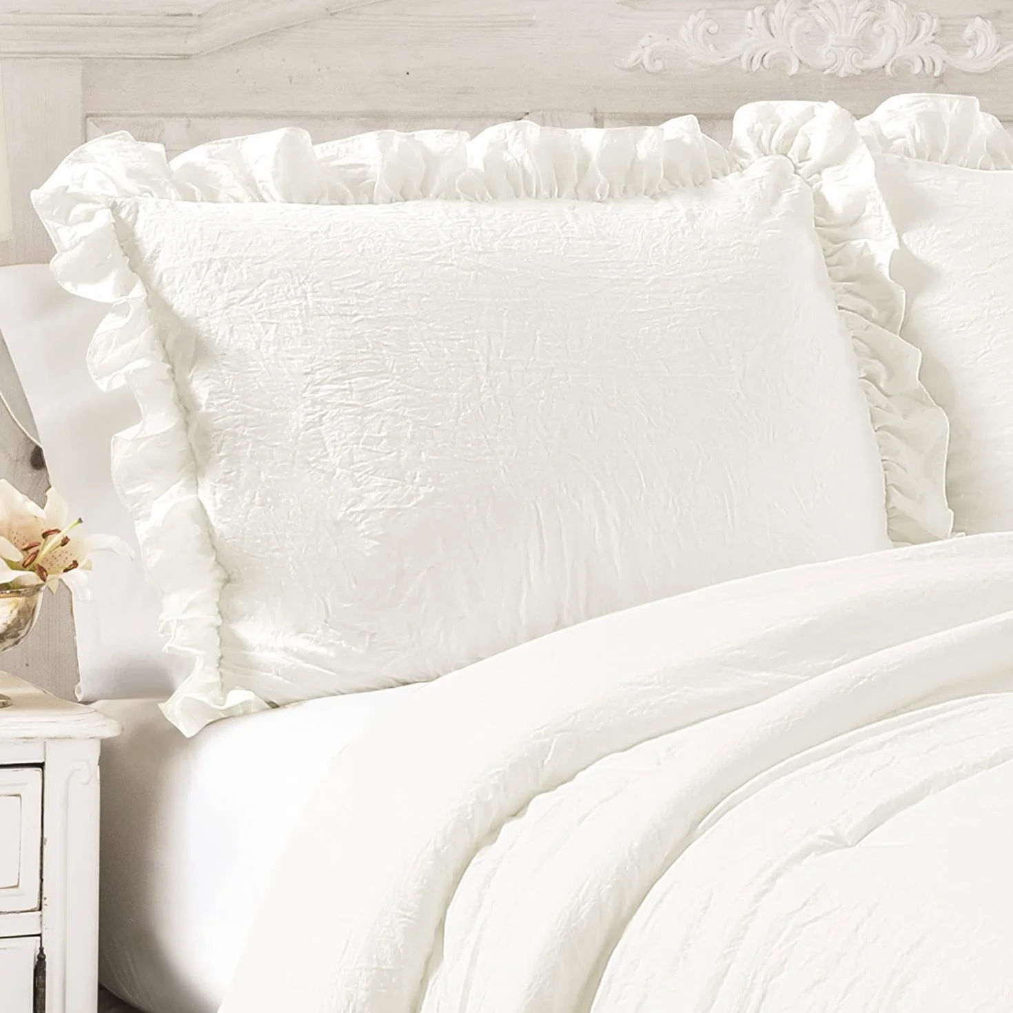 Lush Decor Reyna, Poliestere, Bianco, King