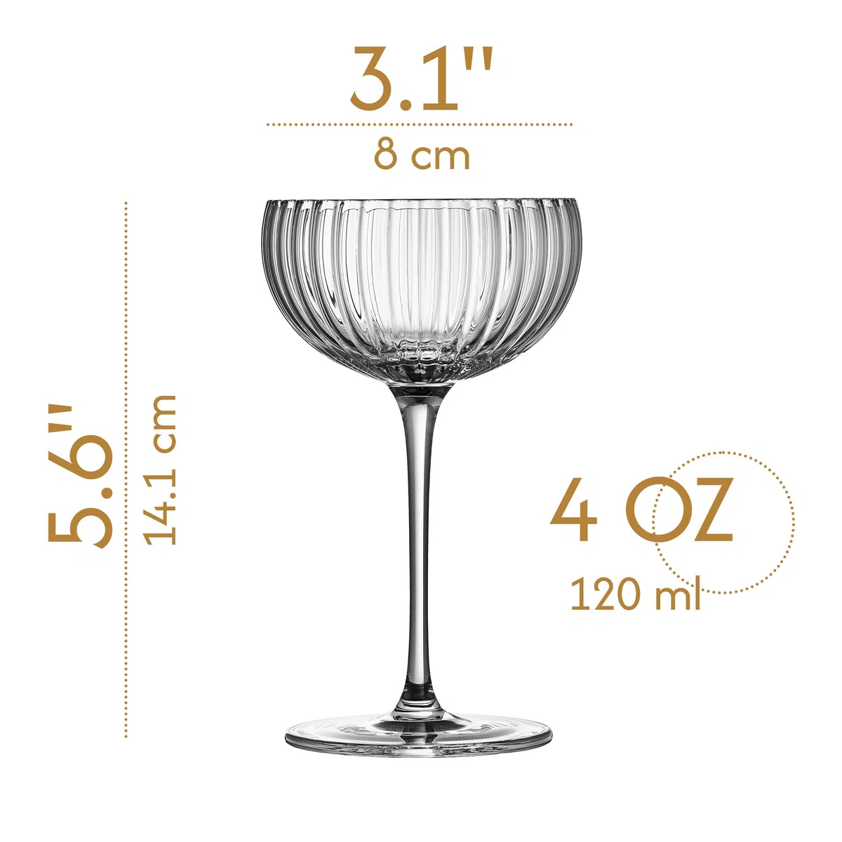 Piccoli bicchieri da cocktail Venus Nick e Nora da 113,4 g | Set di 4 | Mini bicchieri in cristallo per bere espresso Martini, Daiquiri, Gimlet, Sidecar e bevande classiche | Elegante conchiglia in