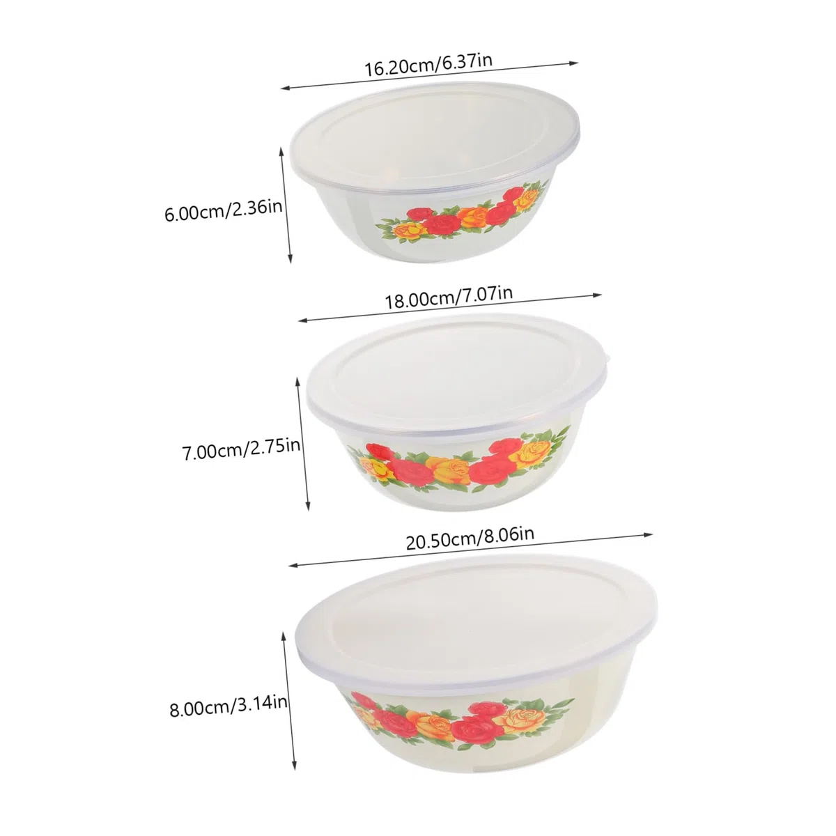 Set 3 Ciotole Smaltate Profonde con Coperchio Trasparente in Silicone, per Zuppe e Insalate, Perfette per Uso Domestico e Ristorante