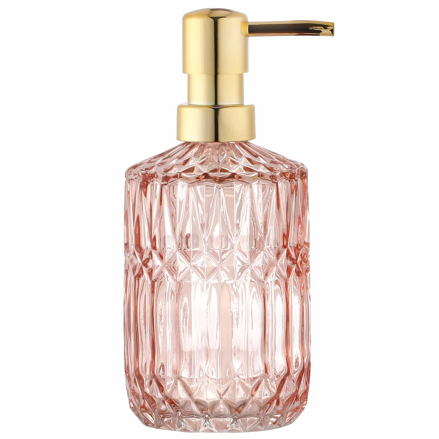 YunNasi Dosatore Sapone Liquido Vetro Dispenser Sapone Realizzato in Vetro per Detersivo per Piatti, Lozione Shampoo, Controsoffitto Bagno, Cucina, Lavanderia (Rosa)