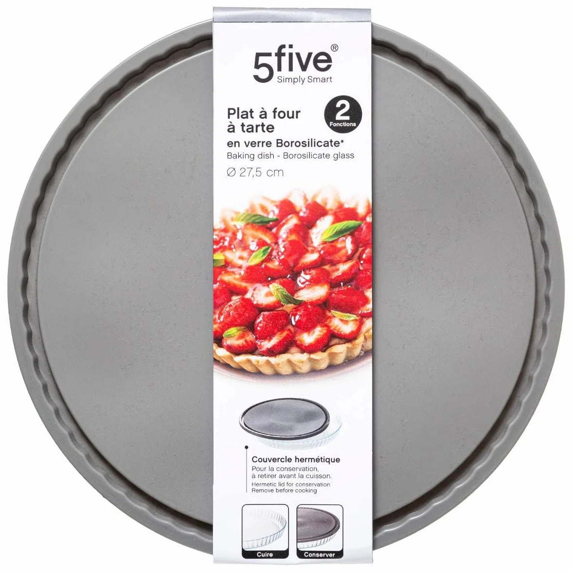5five - stampo per crostate in silicone keepeat da 27,5 cm con coperchio
