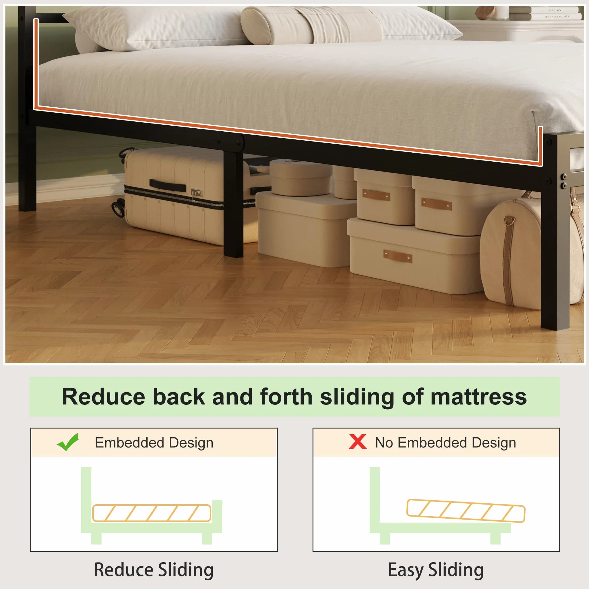 Lutown-Teen Letto Singolo 80x190 cm con Testiera e Pediera, Alta 30 cm, Rete a Doghe Singola in Metallo, Struttura Letto in Ferro, Spazio Aggiuntivo Sotto, Montaggio Facile, Moderno, Nero