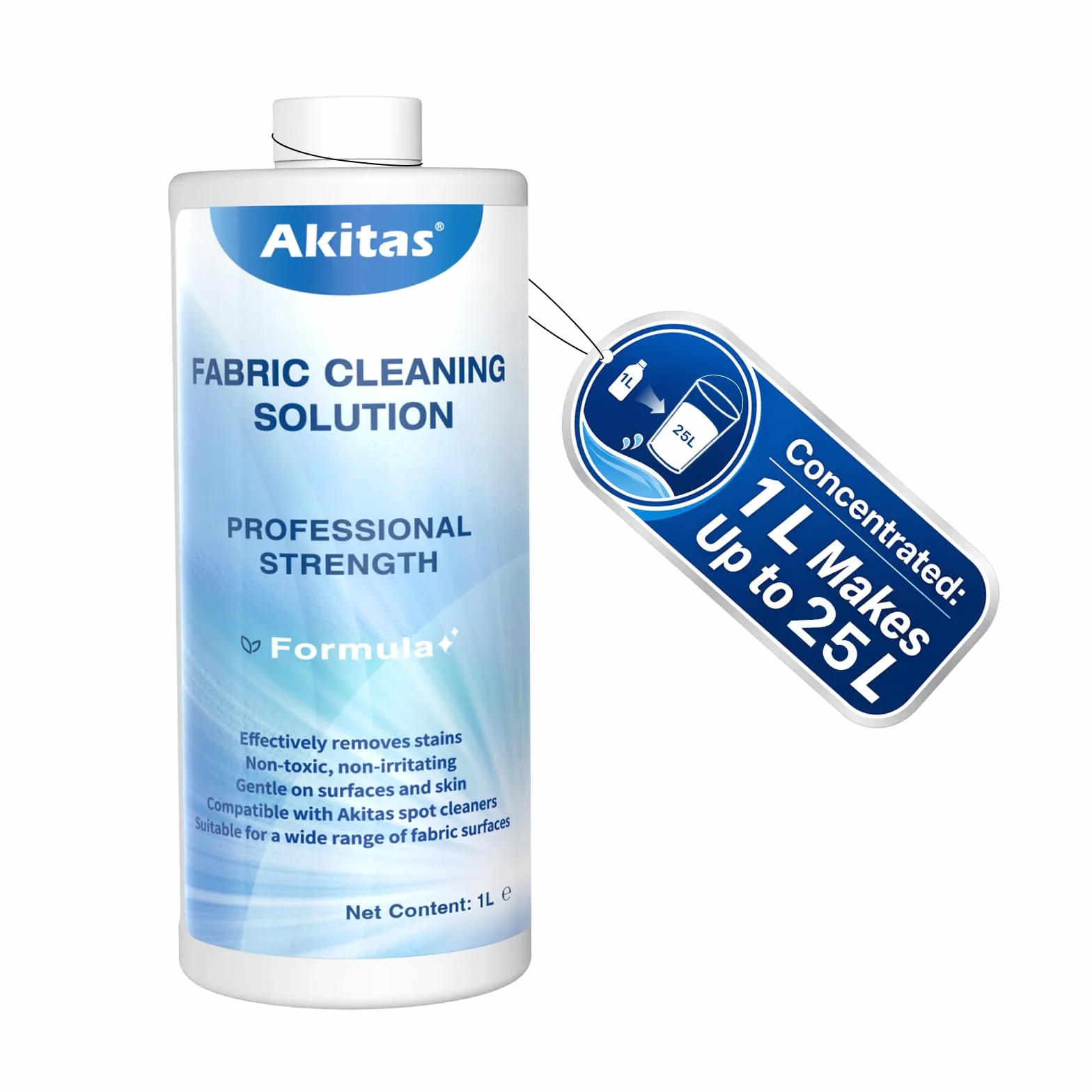 Akitas Detergente per Tappeti 1L Schiuma Ridotta Profumo Floreale Per Divani Moquette Auto Compatibile con Lavamoquette Rimuove Macchie e Odori di Animali