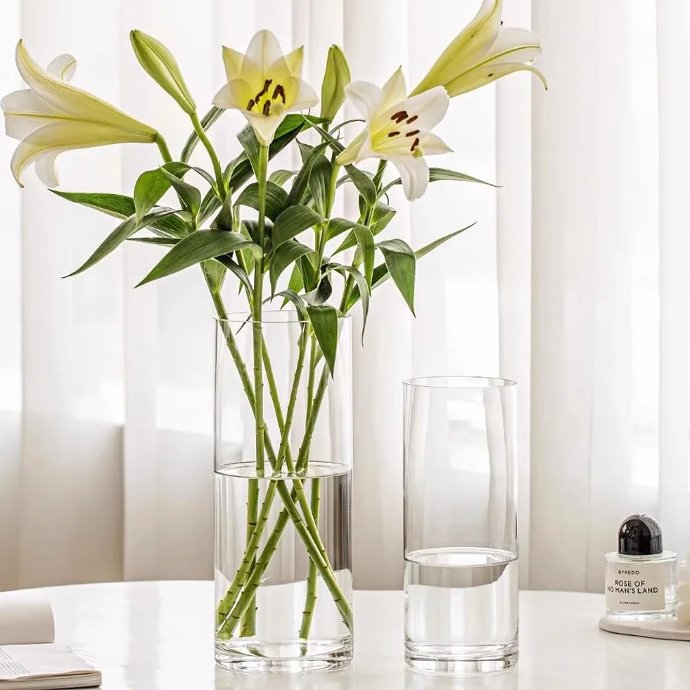 Olrla Set di 2 vasi per fiori in acrilico trasparente in plastica infrangibile per composizioni floreali, centrotavola, fai da te