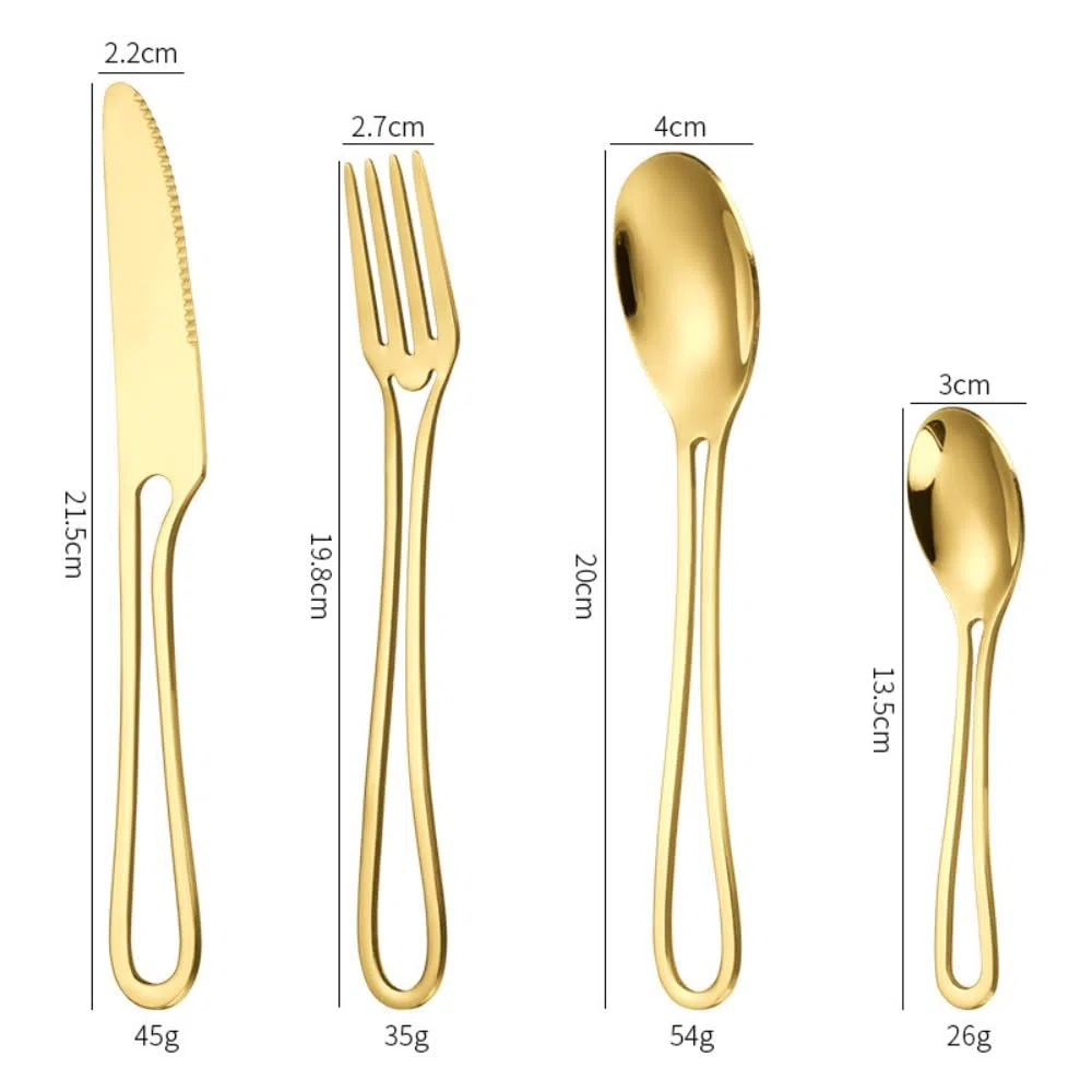 Manico Cavo Cucina in Acciaio Inox Argenteria Stoviglie Posate Set Posate Bistecca Coltello Forchetta Cucchiaio Cucchiaino (Argento,16 pezzi)