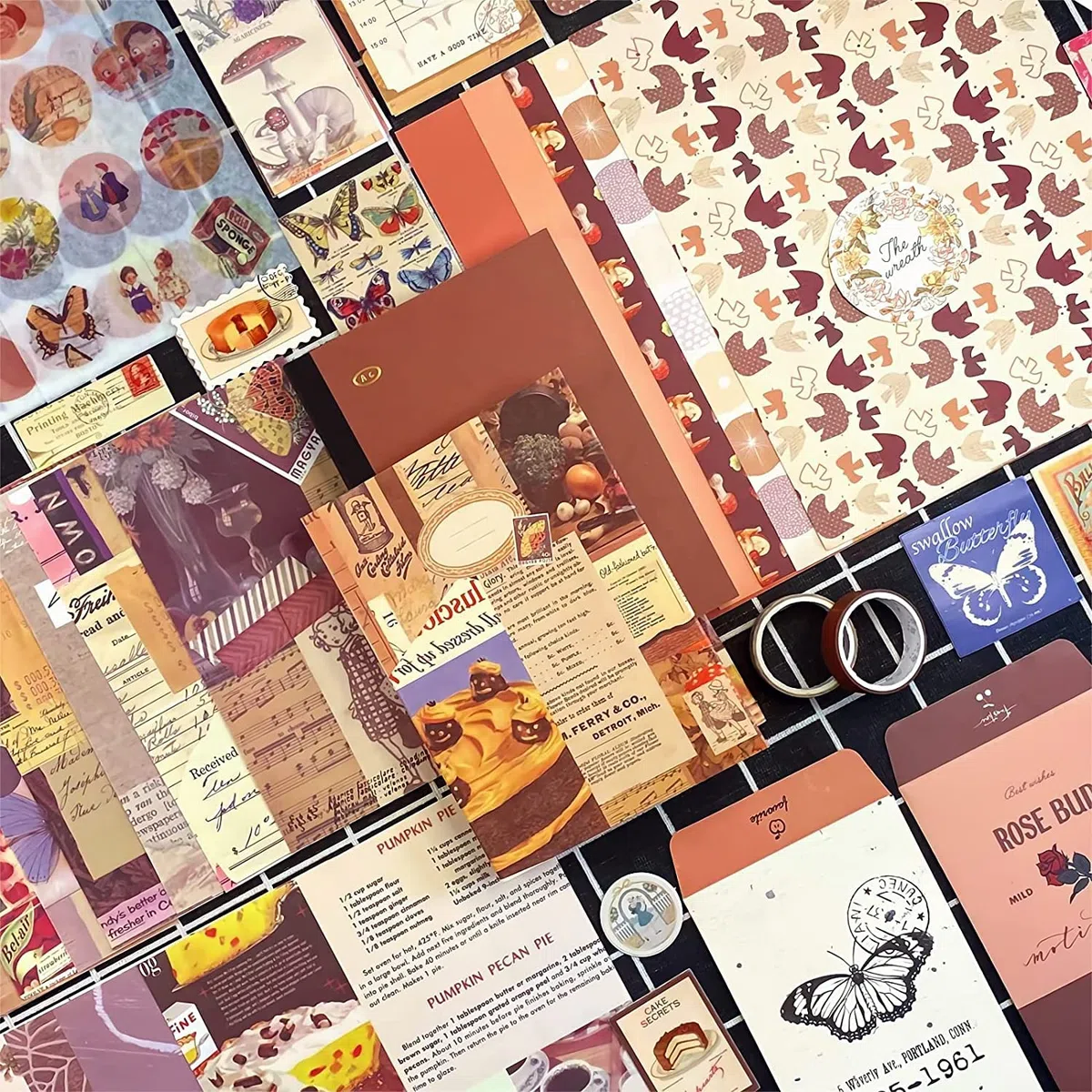 155 Pezzi Set Bullet Journal Accessori con Taccuino A6,kit di Accessori per Scrapbook Vintage,Journaling Kit Estetico Bullet Junk Journal Set,Completo Scrapbooking Kit Adesivi Sticker per DIY