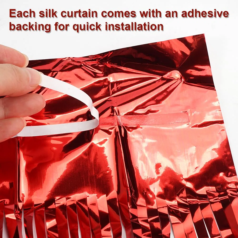 6 Pezzi Rosso Tende Metalliche Feste, 1M x 2M Tenda Compleanno In Plastica, Tenda Per Compleanno Decorazione per La Decorazione Dello Sfondo, La Decorazione Della Festa, Decorazione Del Compleanno